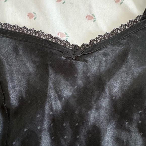 black satin slip dress with lace trim - Picture 4 of 5